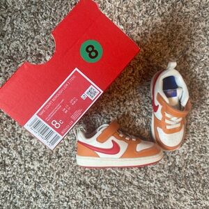 Nike Orange and White Dunk Low Sneakers